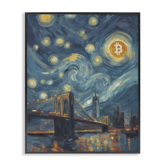 Stupell Industries Iconic Blockchain Moonlight Black Framed Giclee Art, design by Svetlana Aleynikova