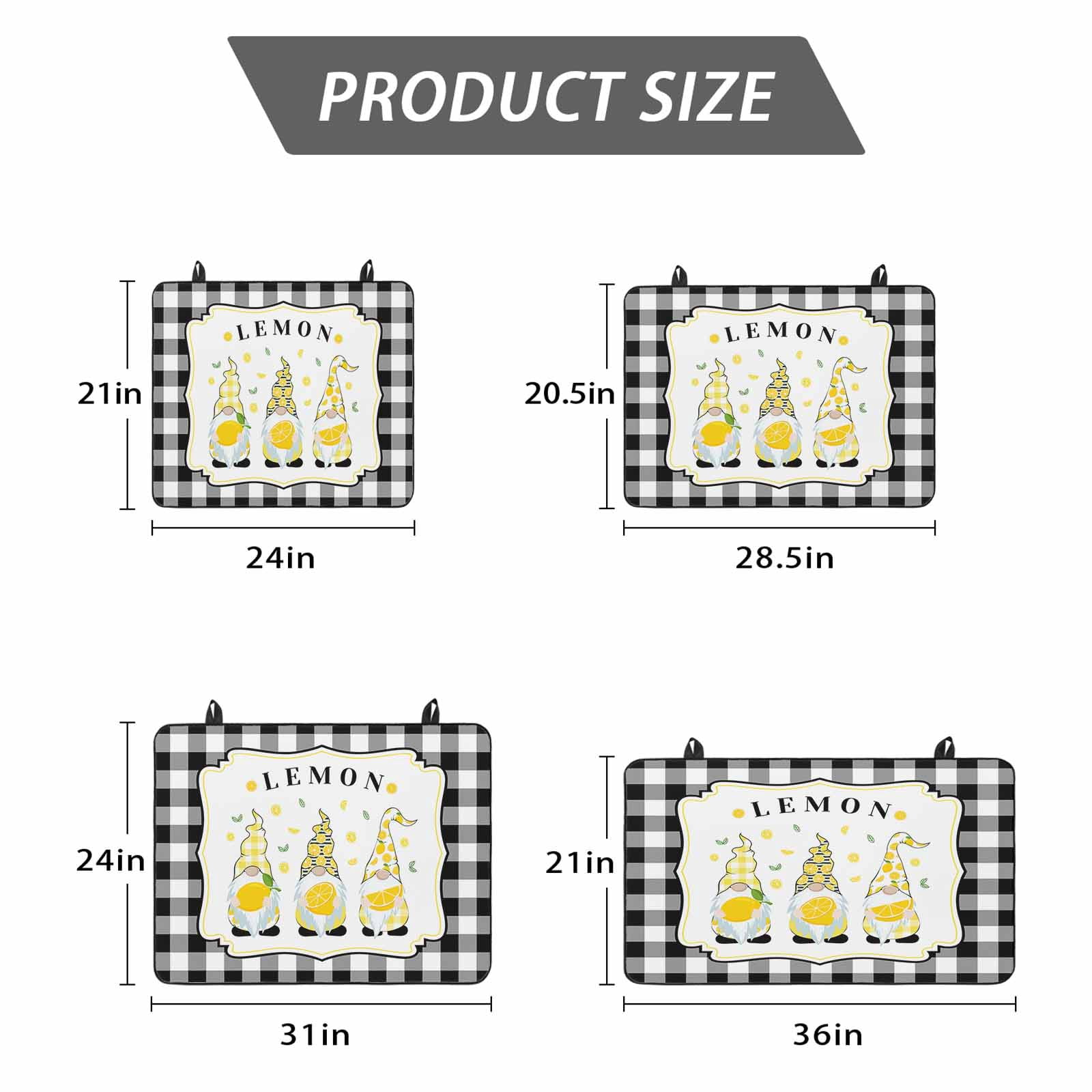 Summr Lemon Gnomes Stove Top Cover for Electric Stove, Heat-proof & Non Slip Glass Top Stove Cover Protector, Farmhouse Rustic Black Plaid Kitchen Flat Cooktop Rubber Mat 24x21 Inches