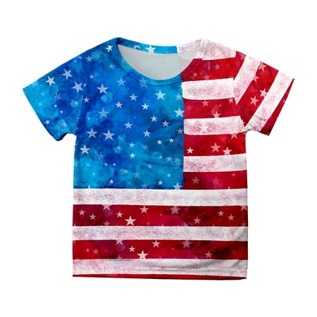 

Summer Toddler Boys Girls Independence Day Short Sleeve Prints T Shirt Tops Clothes Skin-Friendly Baby Boys Girls T Shirts Clothes