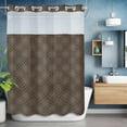 thumbnail image 6 of No Hook Shower Curtains with Snap-in Liner Set, Vintage Abstract Waterproof Hotel Style Bathroom Shower Curtain, Traditional Geometric Pattern Dark Brown Breathable Mesh Top Bath Curtains 48''x72'', 6 of 9