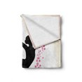 thumbnail image 2 of Ballet Soft Flannel Fleece Throw Blanket, Silhouette of a Woman Ballet Dancer on Stage with Soft Paintbrush Marks, Cozy Plush for Indoor and Outdoor Use, 60" x 80", Black Pink Ivory, by Ambesonne, 2 of 6