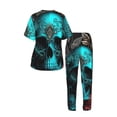thumbnail image 4 of Women's Pajamas Set Crew Neck Loungewear Sleepwear Short Sleeve Top Pants Pj Sets, Cool Skulls Gothic Day Of The Dead, 4 of 6