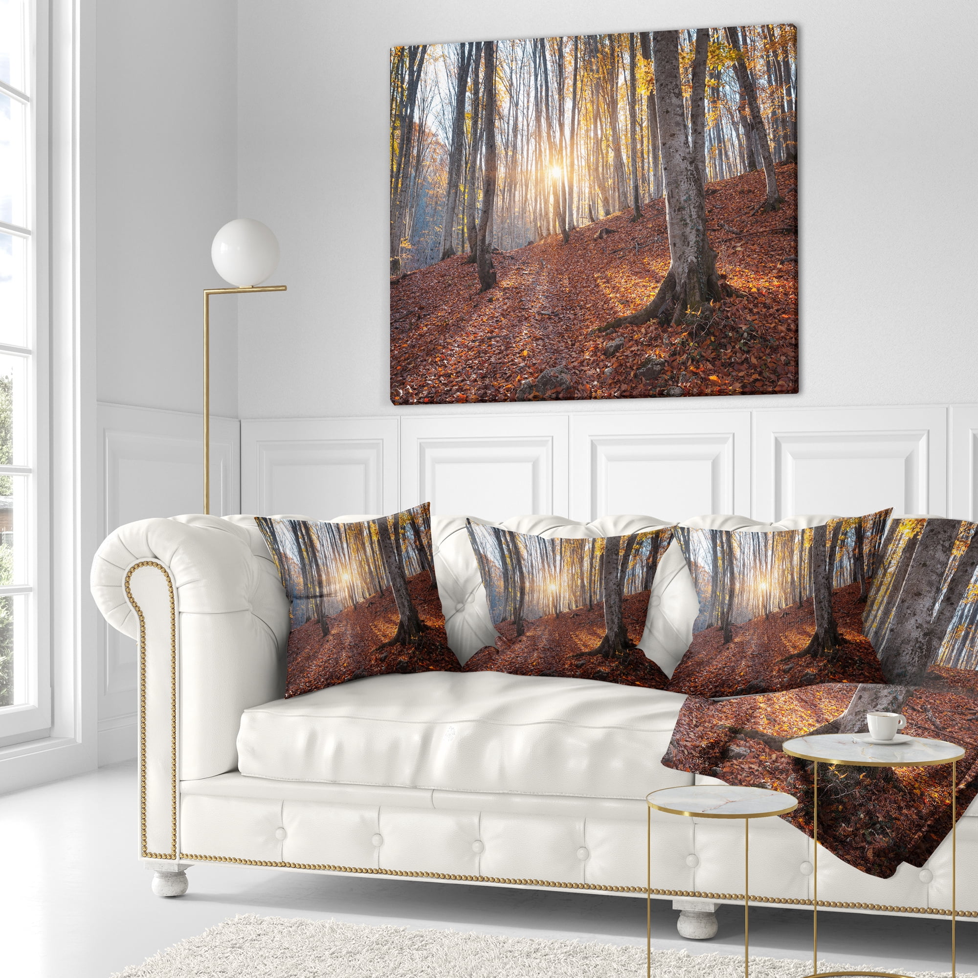 Designart Crimean Mountains Autumn Trees - Landscape Photography Throw Pillow - 18x18