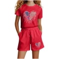 thumbnail image 2 of Stamzod Summer Clothes for Girls American Flag Short Sleeve Tshirts and Casual Shorts Set with Pockets Girls 2 Piece Outfits Red B 7-8 Years, 2 of 6