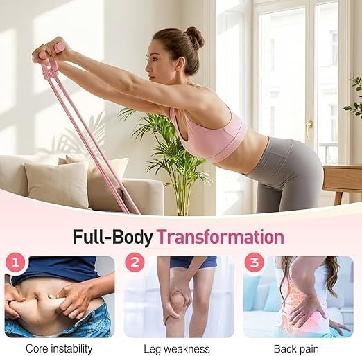 Multi-Function Foot Pedal Exercise Band, 8-Tube Strong Latex Resistance Pull Rope with Handle, Home Gym Fitness Tool for Body Shaping Strength Training