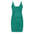 thumbnail image 5 of Wycnly Formal Dresses for Women Party Club Sexy Ruched Bodycon Strap Mini Dresses Sleeveless V-Neck Solid 2024 Summer Short Dress Green XXL, 5 of 7