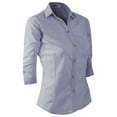 thumbnail image 3 of Doublju Women's 3/4 Sleeve Slim Fit Button Down Dress Shirt, 3 of 4