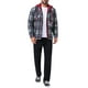 thumbnail image 2 of Chaqueta acolchada con capucha y cremallera INSPIRE CHIC para hombre, con cordón, estilo shacket de cuadros, XL, rojo y gris, 2 of 6