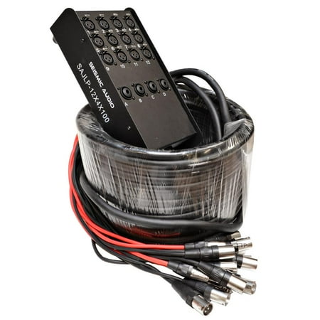 Seismic Audio 12 Channel 100 Foot XLR Low Profile Snake Cable with 4 TRS Returns PA/DJ Stage - SAJLP-12x4x100