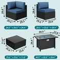 thumbnail image 5 of Walsunny 15 Pieces Patio Wicker Rattan Fire Pit Furniture Conversation Sets with Outdoor Sectional Sofa,45" Gas Propane Fire Pit Table,Glass Coffee Table,Black Rattan Aegean Blue Cushion, 5 of 6