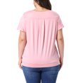 thumbnail image 2 of Agnes Orinda Plus Size Top for Women V Neck Ruffle Short Sleeve T Shirt Summer Tee Tops 1X Pink, 2 of 4