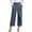 Dark Blue, variant on Women's Dress Pants Wide Leg High Waist Wrap Front Cropped Pants with Button Detail Office Workwear Business Casual Black