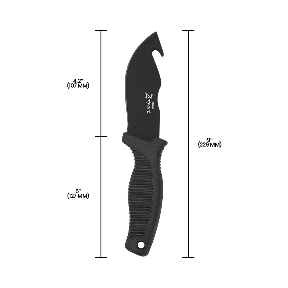 Zenport 14032B Skinner Knife with Sheath - 9-Inch, 4.2 Inch Stainless Steel Blade, Black - 3 Pack