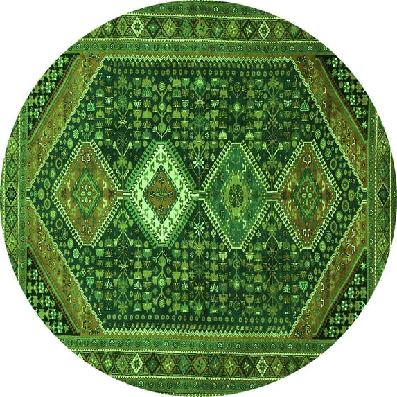 Ahgly Company Indoor Round Persian Green Traditional Area Rugs, 8' Round