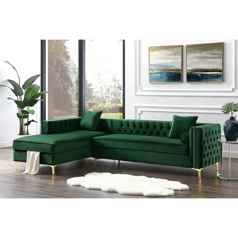 Hunter green store sectional couch