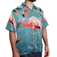 thumbnail image 2 of Flamingo Tropical Rainforest Men's Casual Printed Button Down Short Sleeve Poplin Hawaiian Beach Shirt with Spread Collar Tops, 2 of 6