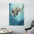 thumbnail image 1 of Animal Tapestry, Cute Giant Elephant Swimming in Ocean Water Humor Tropical Graphic, Wall Hanging for Bedroom Living Room Dorm Decor, 40W X 60L Inches, Taupe Slate Blue Turquoise, by Ambesonne, 1 of 2