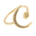 thumbnail image 2 of Crescent Star Shape Ring Fashion Rhinestones Opening Ring for Women, 2 of 3