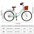 thumbnail image 6 of 26 Inch Bikes for Women with Basket, Womens Cruiser Bicycle with Adjustable Seat, City Commuter Cruiser Bike, Adult Beach Bicycle with Basket & Lock, Blue/Green, 6 of 13