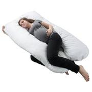 Lavish Home Pregnancy Pillow - U-Shaped Full Body Pillow for Pregnant Women with Removable Cover (White)
