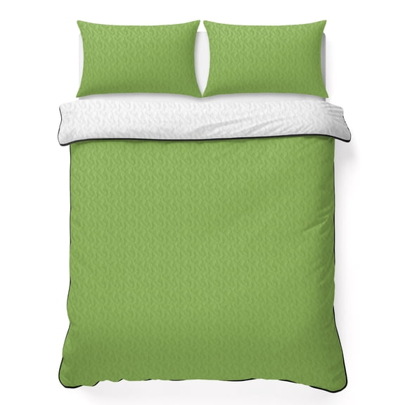 King Quilt Bedding Set Watercolor Green Summer Quilt Lightweight Quilted Coverlet with 2 Pillow Shams, Solid Color 3-Piece Bedspread Quilt Set for All Season