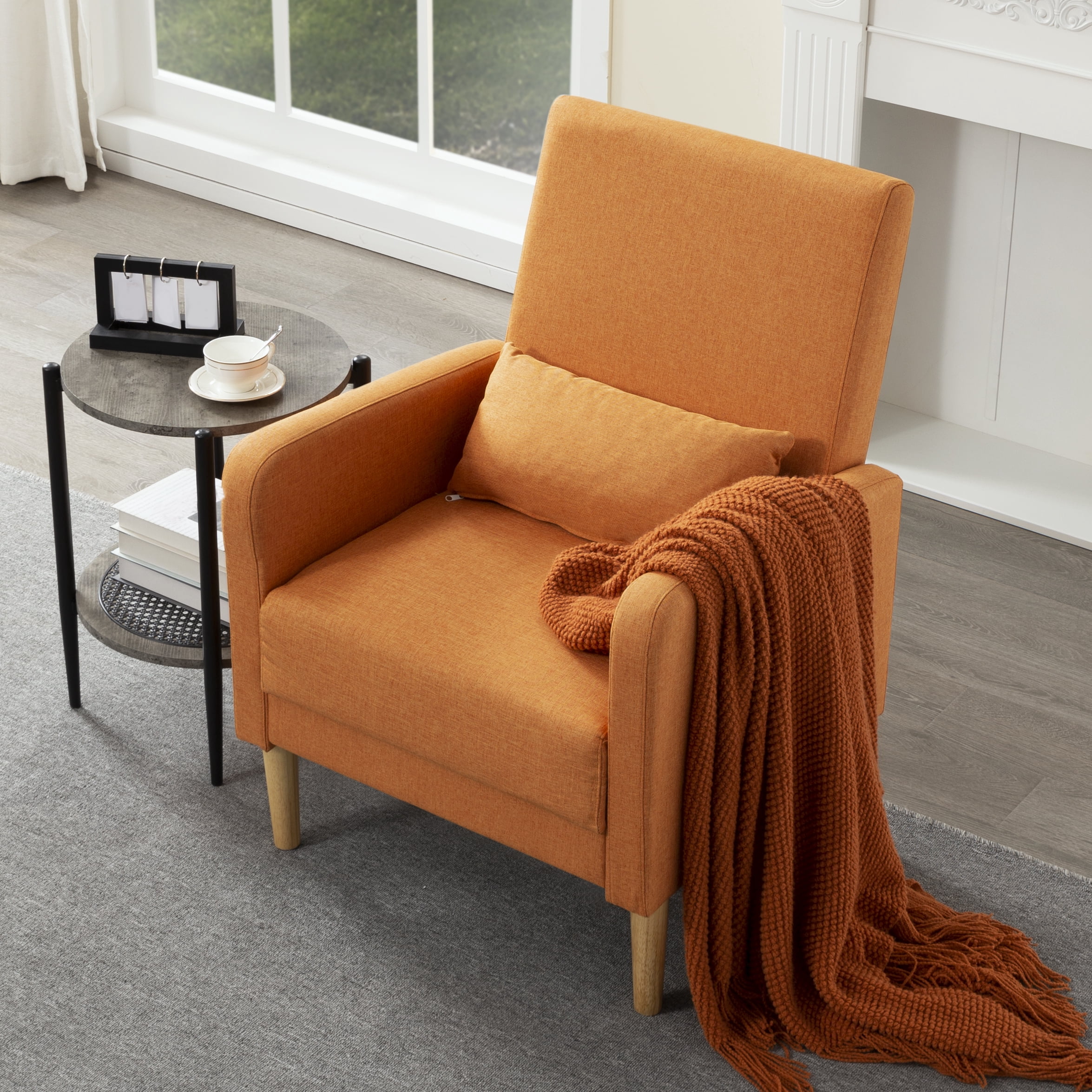 BSHTI 26.5” Modern design Style Accent Chair. Easy to Assemble Accent Chair with Storage Side Pocket and Solid Wood Frame for Livingroom