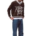 thumbnail image 6 of Okbabeha Women's Round Neck Long Sleeve Animal Monster Print Loose Sweaters, 6 of 9