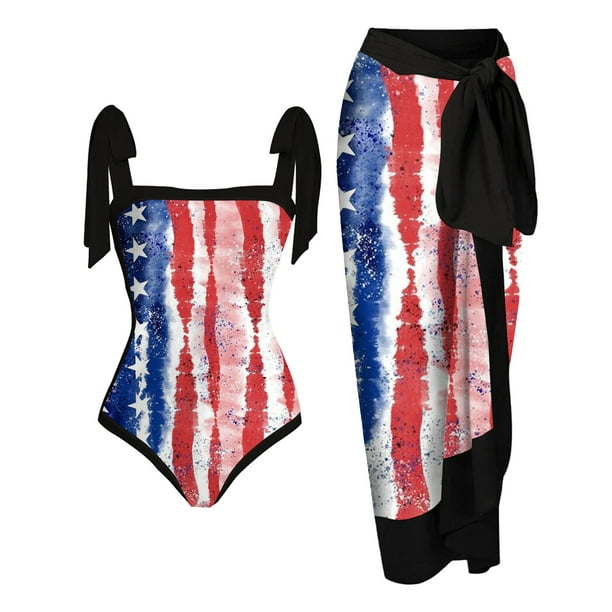 Fanxing Monokini Swimsuits for Women USA Flag 4th of July Bathing Suits ...