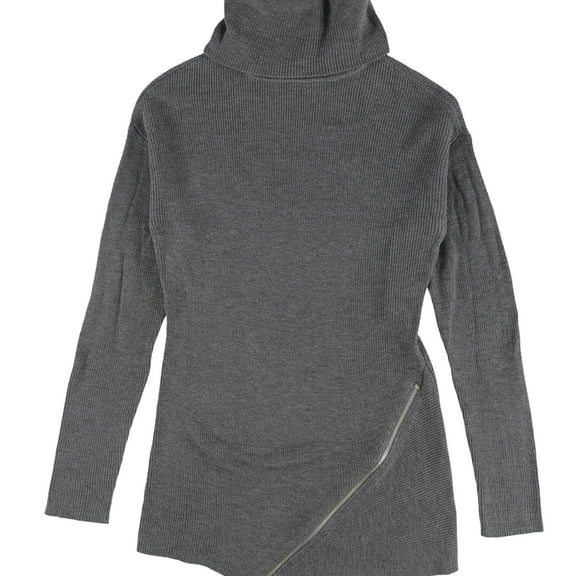 bar III Womens Zipper Tunic Sweater, Grey, X-Large