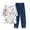 Navy, variant on LYXSSBYX Two Piece Sets for Women Summer Women's Casual Round Neck 5/4 Sleeve Top and Pants Digital Printing Two-piece Set