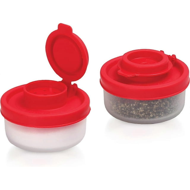 Salt and Pepper Shakers Moisture Proof Set of 2 Small Mini Salt Shaker to go Camping Picnic Outdoors Kitchen Lunch Boxes Travel Spice Set Clear