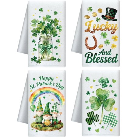 4Pcs 4 Styles Microfiber Cleaning Cloth Kitchen Dishcloths Clover 600x400mm 1pc/style for DIY