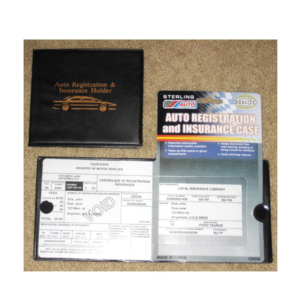 6 Pc Auto Car Truck Registration Insurance Document Holder Wallet Black Case ID