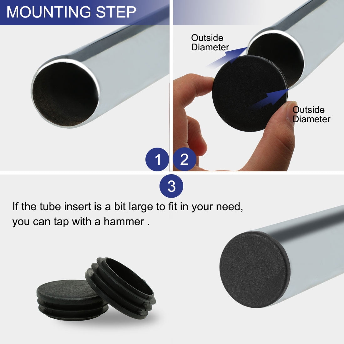 Unique Bargains Plastic Tube Inserts End Caps 8 Pcs Furniture 1.88" OD 1.81"-1.89" ID