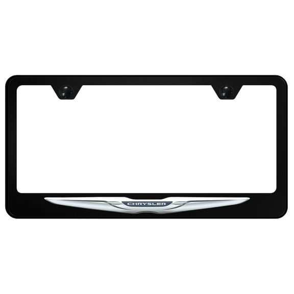 Chrysler UV Print Polycarbonate License Plate Frame (Chrome on Black)