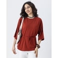 thumbnail image 5 of Moomaya Solid Long Length Top, Women Summer Tee, Casual Cotton Tshirt, 5 of 9