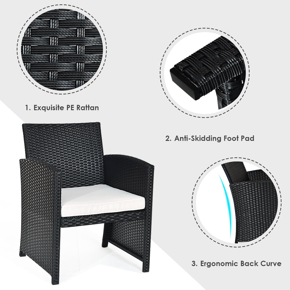 Costway 4PCS Outdoor Patio Rattan Furniture Conversation Set Cushioned Sofa Coffee Table
