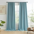 thumbnail image 2 of LKYUHGS-Full Blackout Linen Curtains 72 Inch Drop 2 Panels, Heat and Full Light Blocking Thermal Insulated Drapes for Bedroom Back Tab Rod Pocket Hook Belt(Dusty Blue,50 Inch Wide Each Panel), 2 of 4