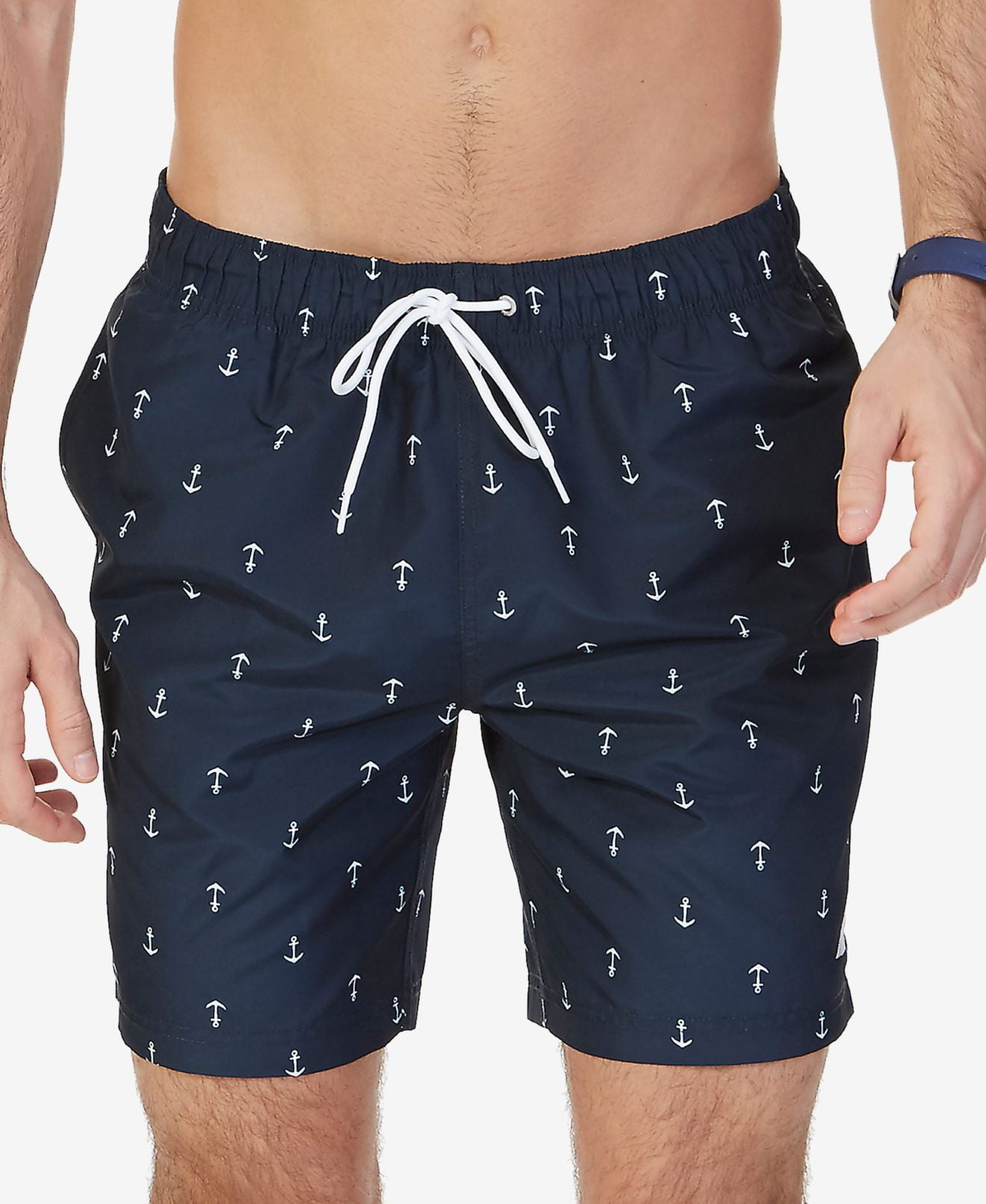 Nautica Nautica NEW Navy Blue Mens Size XL Quick Dry Anchor Print SwimTrunks