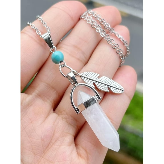QQTDFG 1pcs Rock Quartz Stone Hexagon Point Necklace Chakra Reiki Healing Amulet-default