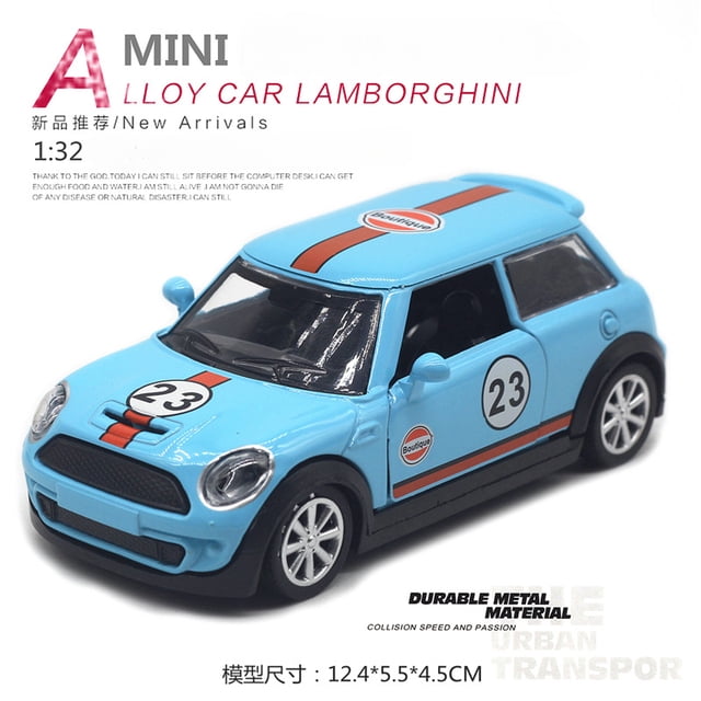 1:32 Mini Cooper Classic car Alloy Model Diecast Metal Car Vehicles Model Simulation Miniature Scale Kids Toys Gift Blue With box