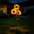 thumbnail image 4 of Outdor Solar Three Head Sunflower Garden Lamp With Glowing For Outdoor, 4 of 6