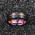 thumbnail image 2 of 8mm Lasa Finish Plating Black Tungsten Wedding Ring Rainbow Inner, 2 of 5