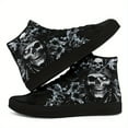 thumbnail image 3 of Coolcustomize Men's Gothic Pirate Skull High-Top Sneakers - Black Casual Streetwear Shoes with Intricate White Skull & Floral Design, Lace-Up Closure Casual Boots, Gothic Shoes, Trendsetting Footwear, 3 of 10