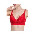 thumbnail image 1 of Sujetadores de copa completa para mujer, cómodo y transpirable, encaje floral, cobertura total, sujetador con aros sin relleno rojo 42/95 Fit 40B/C, 1 of 6