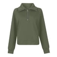 thumbnail image 4 of Tiweut Sweatshirts for Womens Long Sleeve Round Neck Half Zip Pullover Solid Color Loose Fit Tops Army Green,L, 4 of 4
