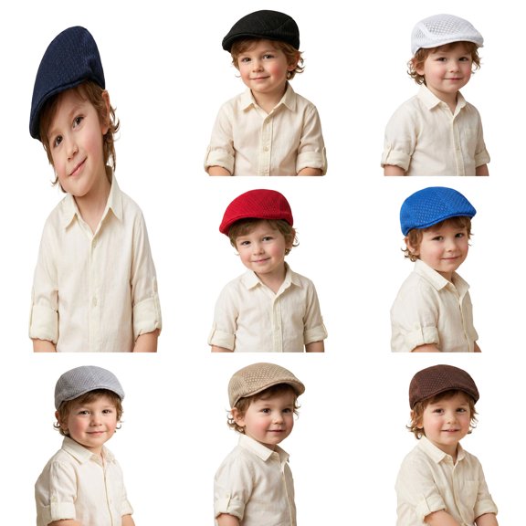 XinghaiYIDE Kids Mesh Newsboy Cap, Breathable Summer Flat Cap Beret Hat for Boys Girls, 3-16 Years, Multiple Colors
