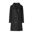 thumbnail image 5 of WCMZJ Womens Wool Coat Double Breasted Fall Winter Midi Peacoat Trench Coat Jackets Solid Color Casual Bussiness Work Blazers Black 3XL, 5 of 6