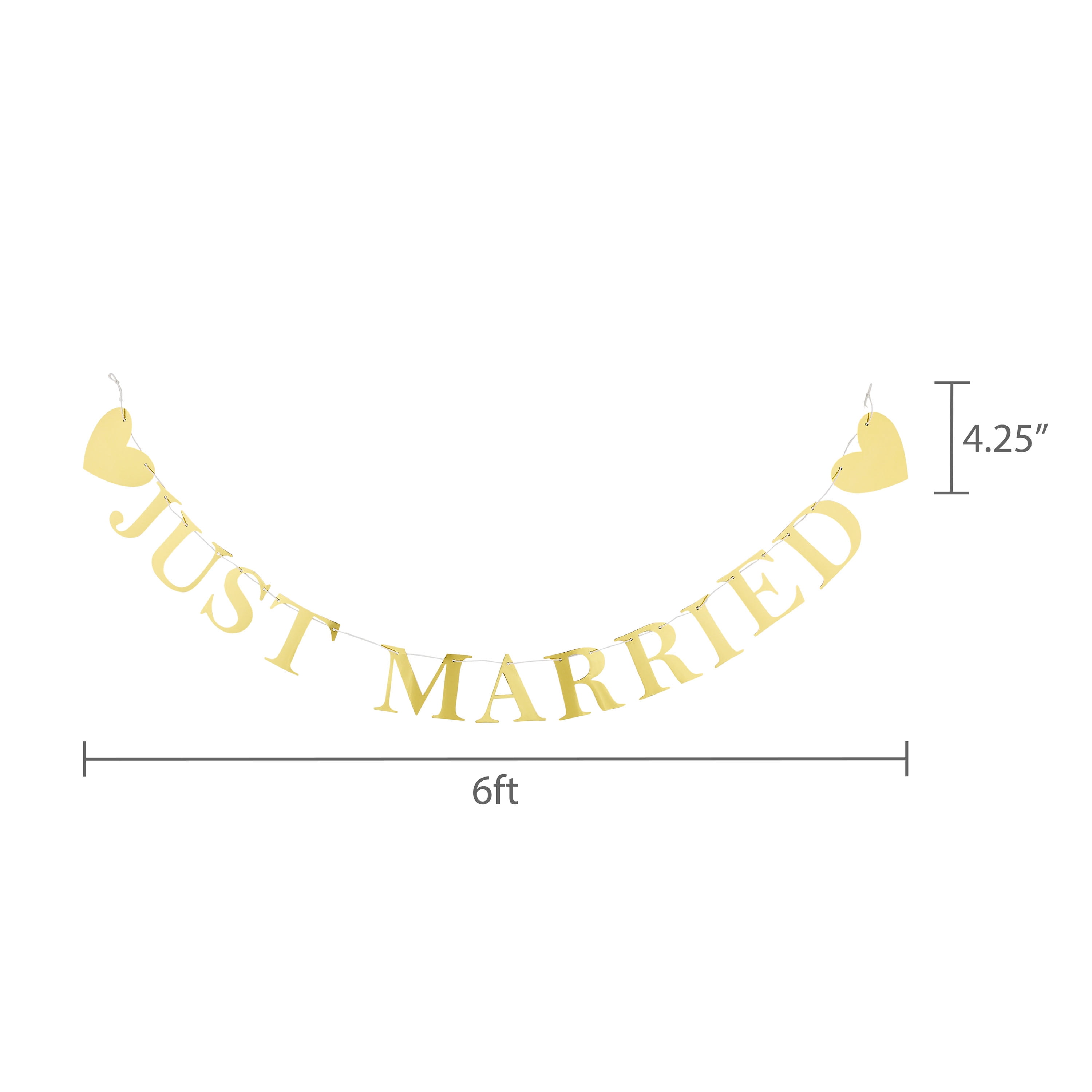 Gold Just Married Garland Banner, 6', by Way To Celebrate