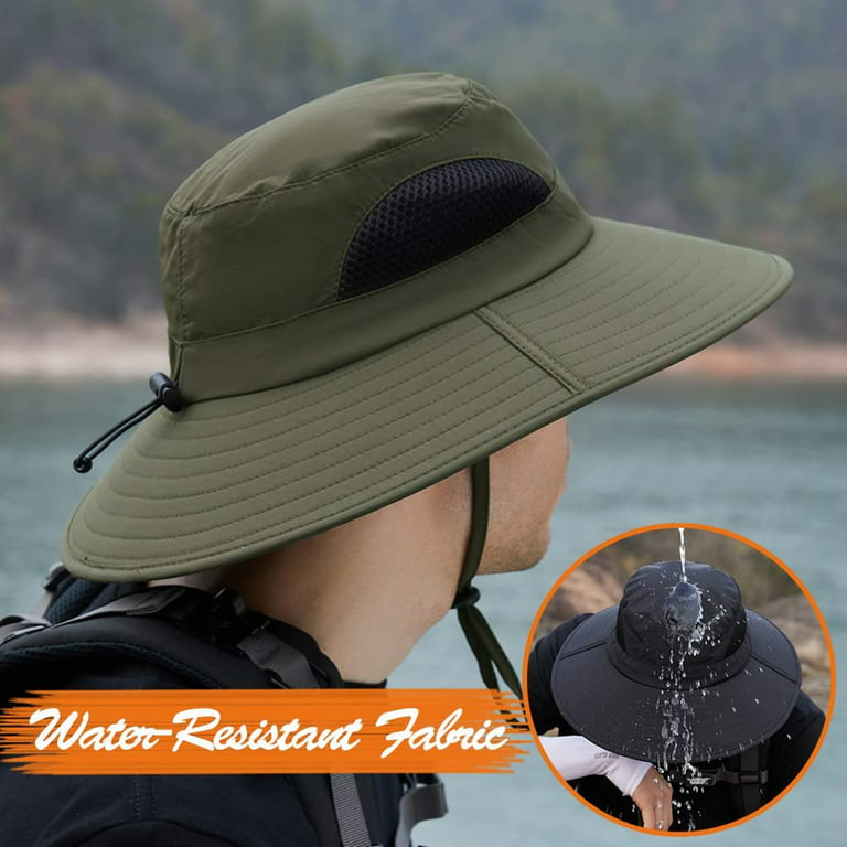 Sun Hat for Men Women, UPF50+ Fishing Hat, Sun Protection Bucket Hats Wide  Brim Outdoor Safari Hat, Waterproof Boonie Hat for Hiking Beach Gardening  Camping, Fishing Hat, One Size Fits Most 
